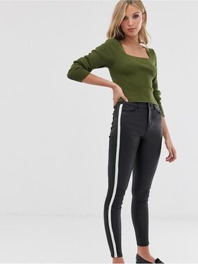 Vero Moda Coated PU Pants with Side Panels